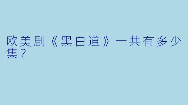 欧美剧《黑白道》一共有多少集？