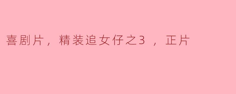 精装追女仔之3：搞笑喜剧之旅