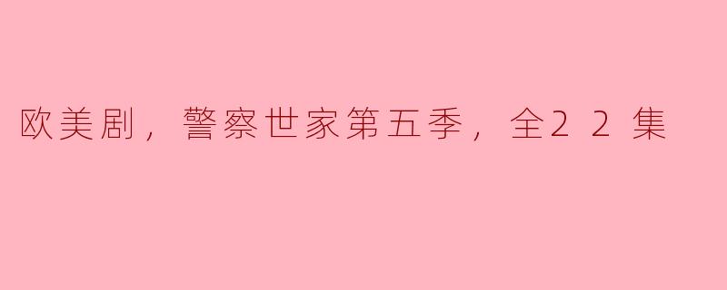 《警察世家第五季：警匪之间，你我之间》