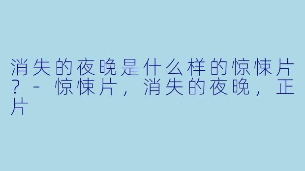 消失的夜晚是什么样的惊悚片？