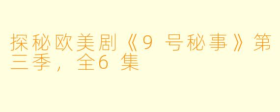 探秘欧美剧《9号秘事》第三季，全6集