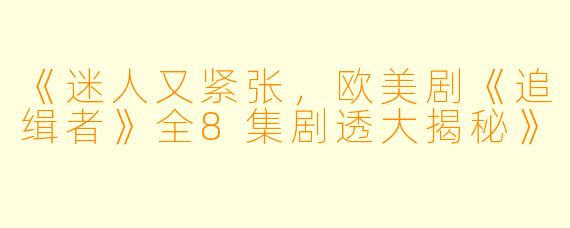 《迷人又紧张，欧美剧《追缉者》全8集剧透大揭秘》
