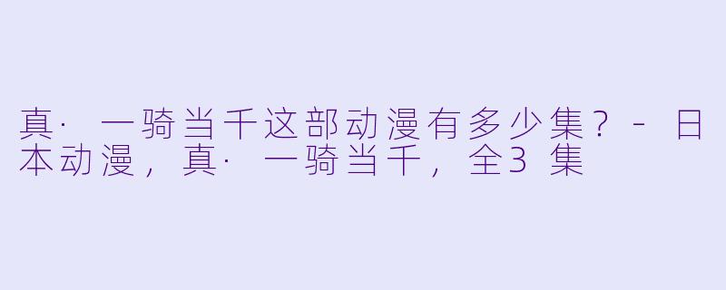 真·一骑当千这部动漫有多少集？
