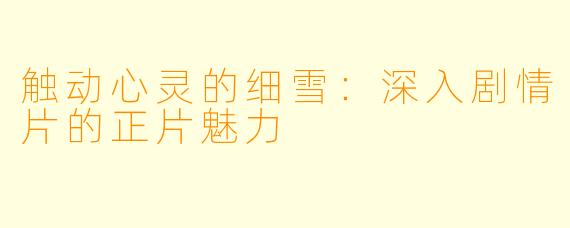 触动心灵的细雪：深入剧情片的正片魅力