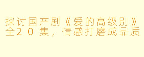 探讨国产剧《爱的高级别》全20集，情感打磨成品质
