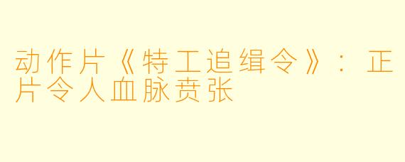 动作片《特工追缉令》：正片令人血脉贲张