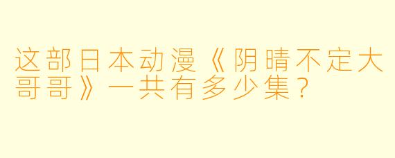 这部日本动漫《阴晴不定大哥哥》一共有多少集？