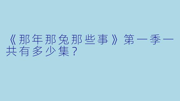 《那年那兔那些事》第一季一共有多少集？