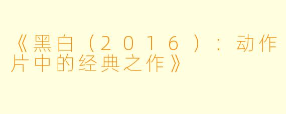 《黑白（2016）：动作片中的经典之作》
