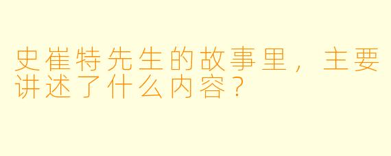 史崔特先生的故事里，主要讲述了什么内容？