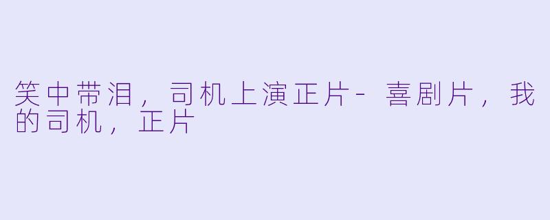 笑中带泪，司机上演正片-喜剧片，我的司机，正片