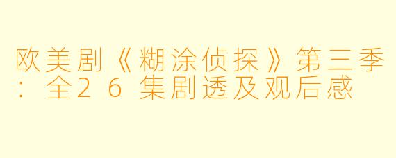 欧美剧《糊涂侦探》第三季：全26集剧透及观后感