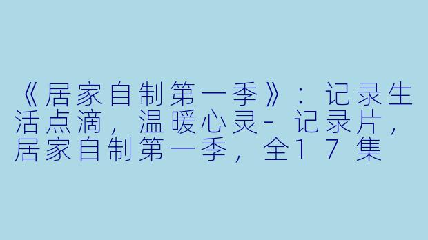 《居家自制第一季》：记录生活点滴，温暖心灵-记录片，居家自制第一季，全17集