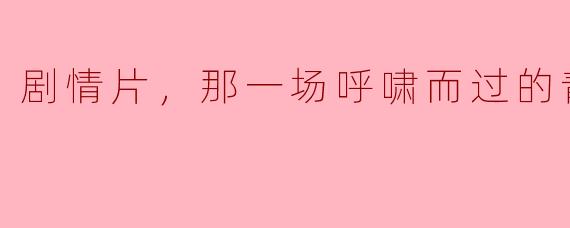 剧情片，那一场呼啸而过的青春，正片