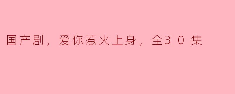 国产剧，爱你惹火上身，全30集