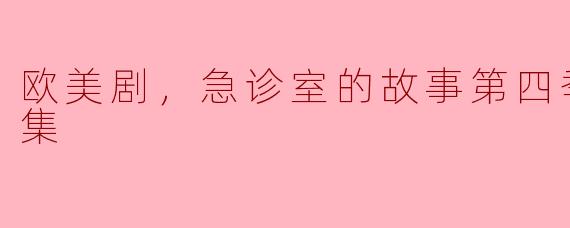 欧美剧，急诊室的故事第四季，全22集