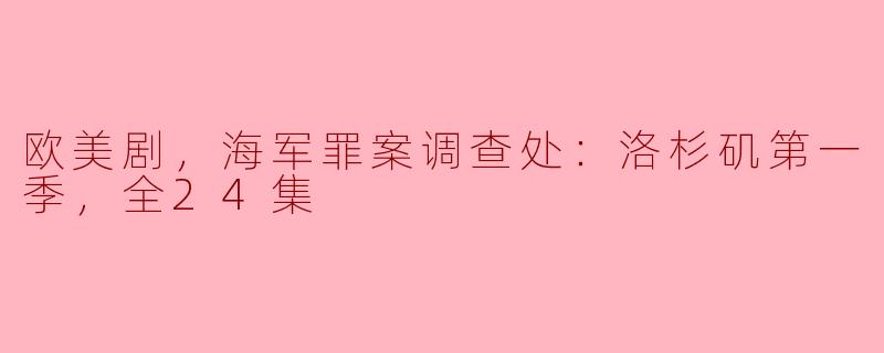 《海军罪案调查处：洛杉矶》第一季共有多少集？