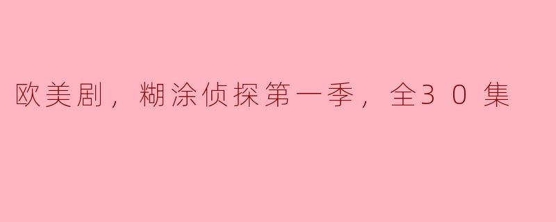 欧美剧，糊涂侦探第一季，全30集