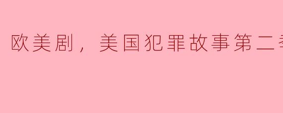 欧美剧，美国犯罪故事第二季，全9集
