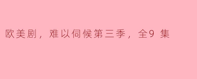 欧美剧，难以伺候第三季，全9集