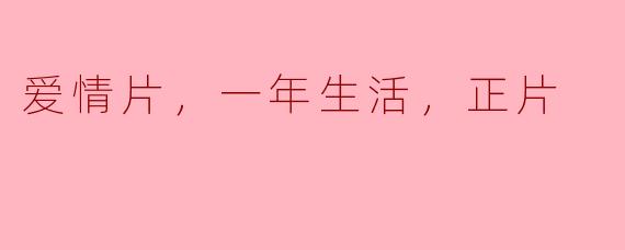 爱情片里的一年生活，这才是正片