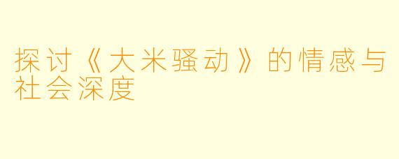 探讨《大米骚动》的情感与社会深度