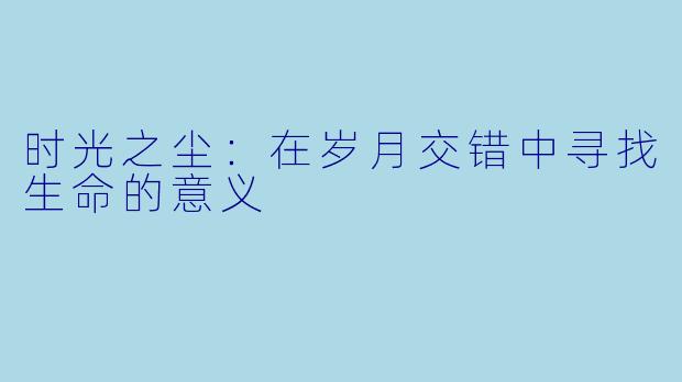 时光之尘：在岁月交错中寻找生命的意义