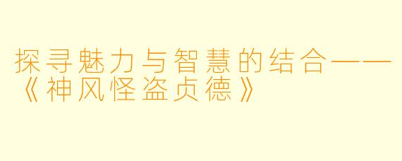 探寻魅力与智慧的结合——《神风怪盗贞德》
