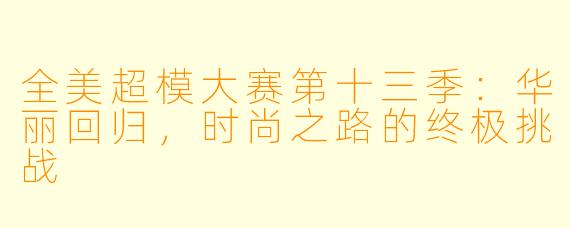 全美超模大赛第十三季：华丽回归，时尚之路的终极挑战