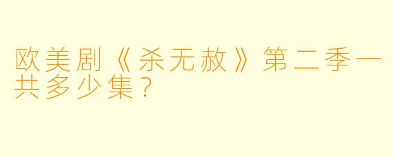 欧美剧《杀无赦》第二季一共多少集？ 
