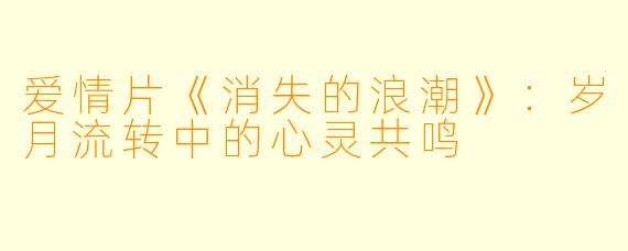 爱情片《消失的浪潮》：岁月流转中的心灵共鸣