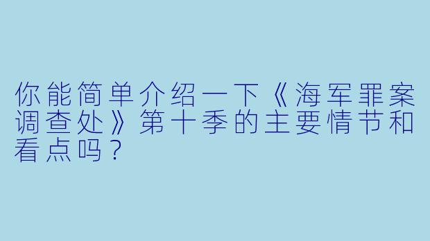 你能简单介绍一下《海军罪案调查处》第十季的主要情节和看点吗?