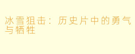 冰雪狙击：历史片中的勇气与牺牲