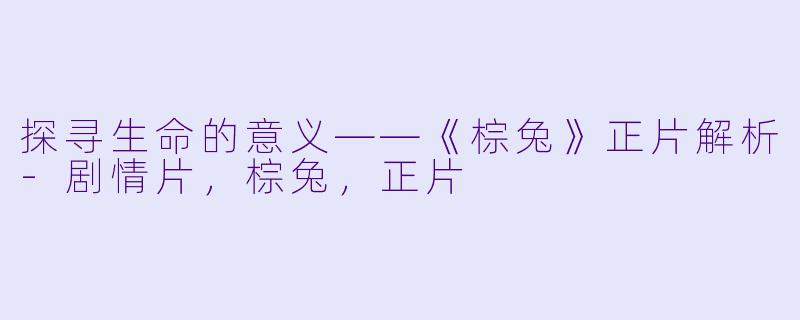 探寻生命的意义——《棕兔》正片解析-剧情片，棕兔，正片
