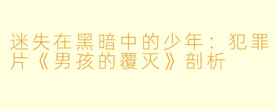 迷失在黑暗中的少年：犯罪片《男孩的覆灭》剖析