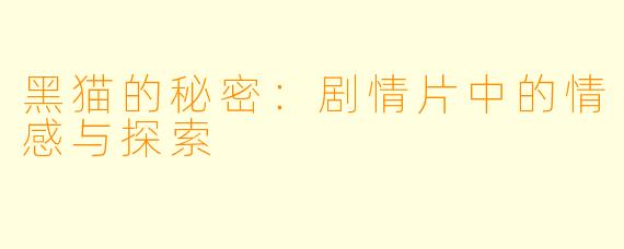 黑猫的秘密：剧情片中的情感与探索