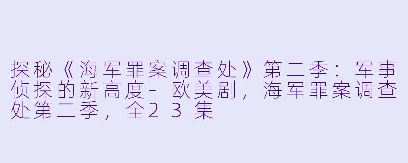 探秘《海军罪案调查处》第二季：军事侦探的新高度-欧美剧，海军罪案调查处第二季，全23集