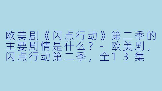 欧美剧《闪点行动》第二季的主要剧情是什么?
