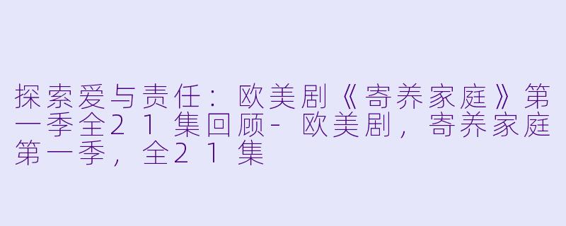 探索爱与责任：欧美剧《寄养家庭》第一季全21集回顾-欧美剧，寄养家庭第一季，全21集