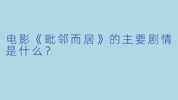 电影《毗邻而居》的主要剧情是什么?