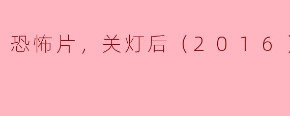 电影《关灯后》（2016）讲述了一个什么样的故事？