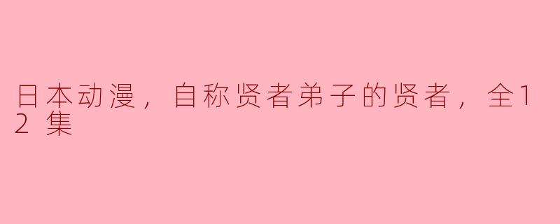 日本动漫，自称贤者弟子的贤者，全12集