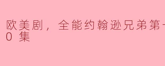 欧美剧，全能约翰逊兄弟第一季，全10集