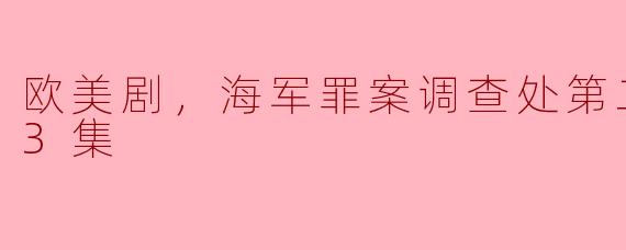 探秘《海军罪案调查处》第二季：军事侦探的新高度