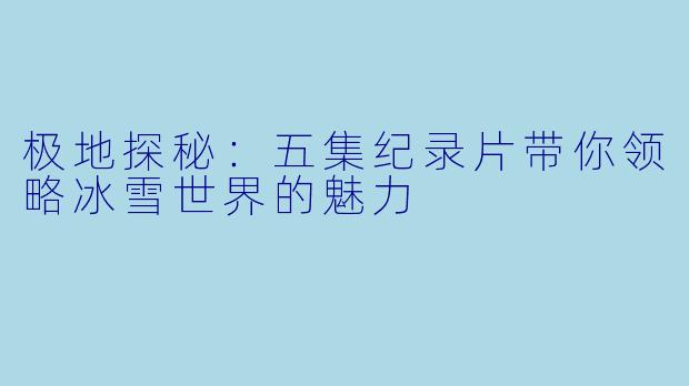 极地探秘：五集纪录片带你领略冰雪世界的魅力