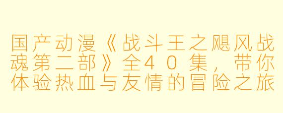 国产动漫《战斗王之飓风战魂第二部》全40集，带你体验热血与友情的冒险之旅