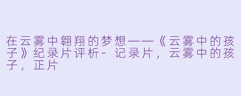 在云雾中翱翔的梦想——《云雾中的孩子》纪录片评析