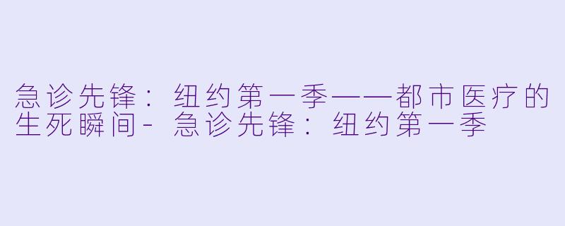 急诊先锋：纽约第一季——都市医疗的生死瞬间-急诊先锋：纽约第一季