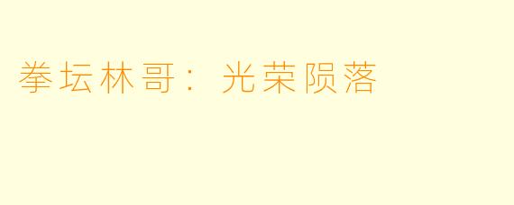拳坛林哥:光荣陨落