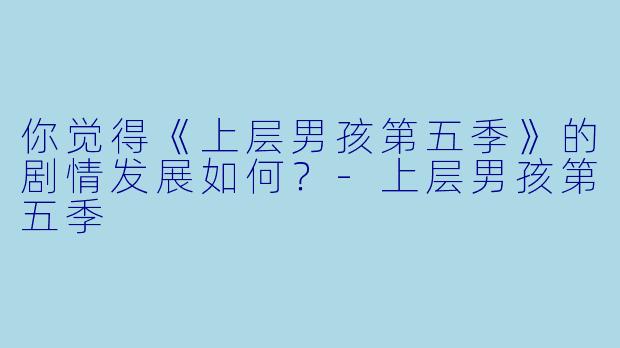 你觉得《上层男孩第五季》的剧情发展如何？
